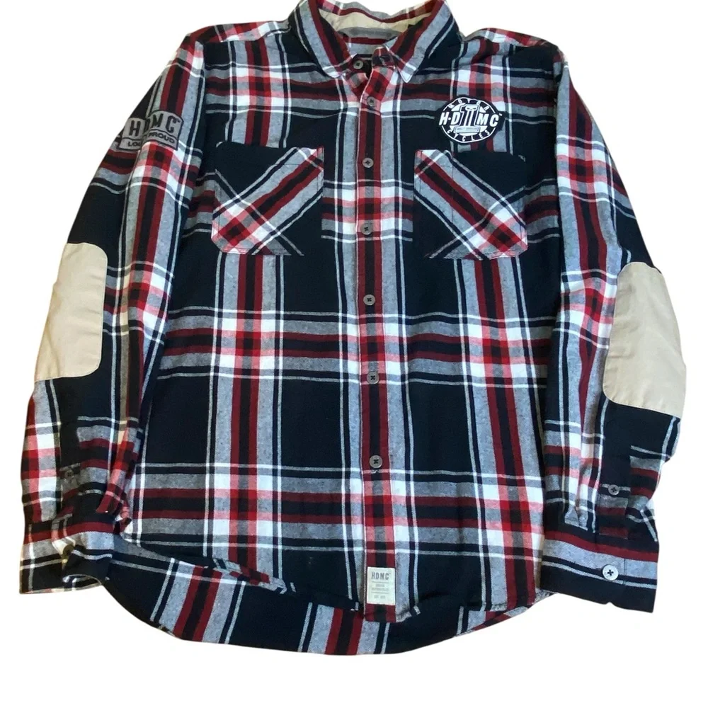 Harley Davidson Plaid Long Sleeve Flannel Elbow Patch Shirt
Men’s Size L slim - Picture 7 of 11
